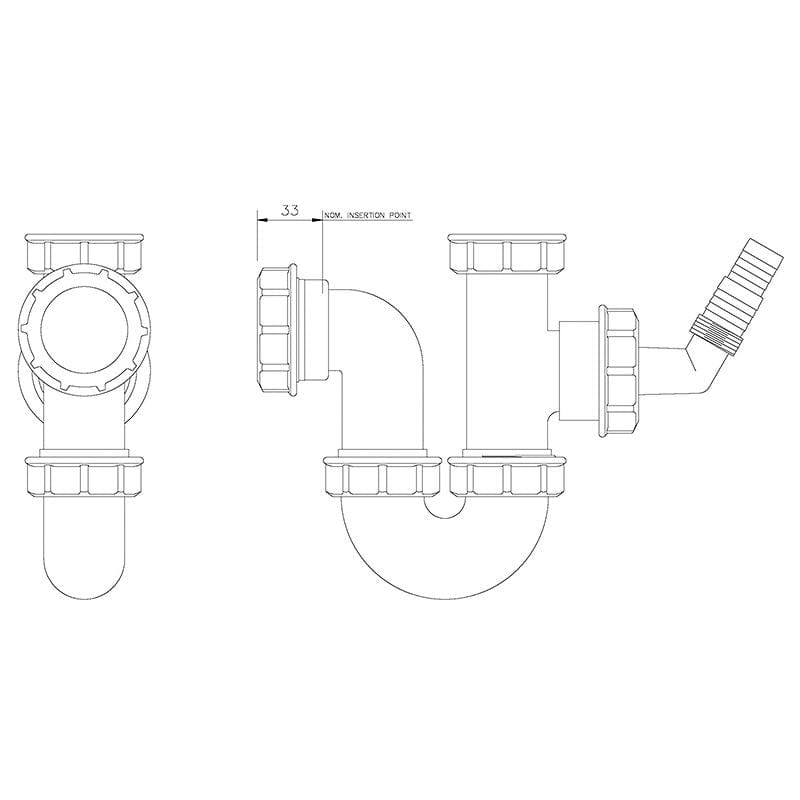 Appliance Waste Trap Half P Trap 40mm Washing Machine Drain Hose Spigot TW472 Waste Traps Floplast 100743